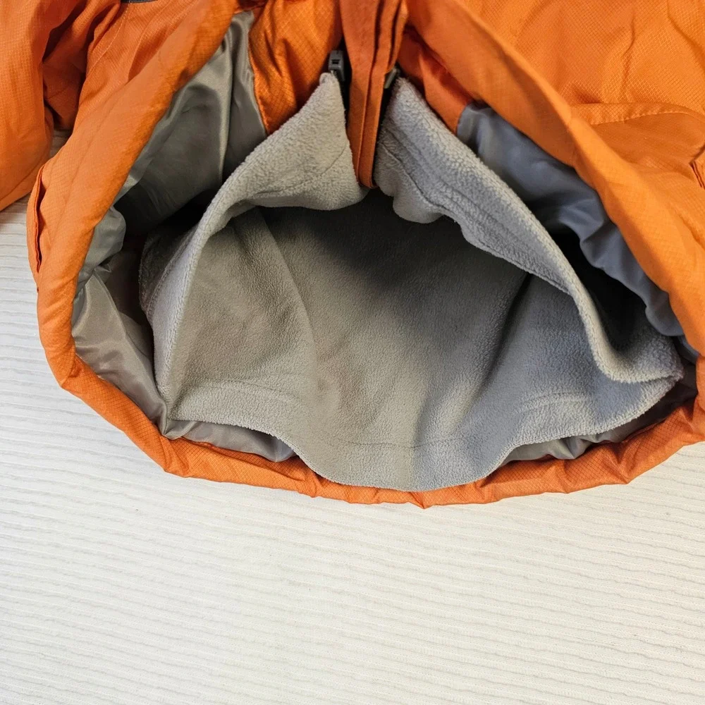 Old Navy Toddler Boys 3T Orange White Grey Colorblock Hooded Puffer Jacket